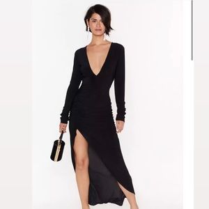 Plunging Maxi Dress Black